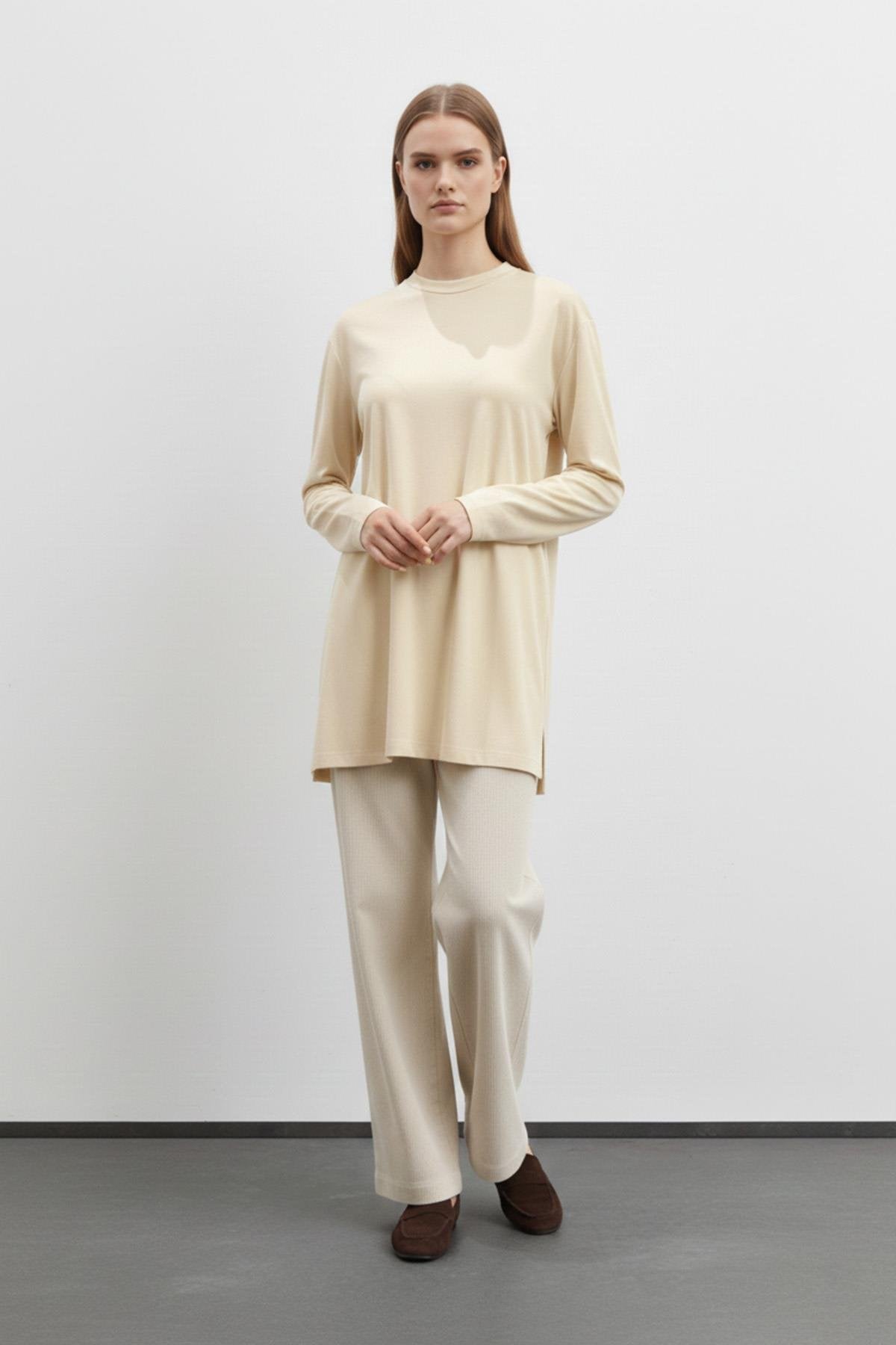 Kadın Basic Uzun Kollu Salaş Tunik-40017