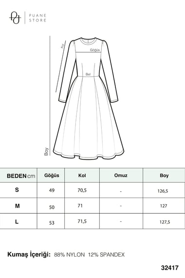 Kadın Biye Detaylı Bel Lastikli Elbise  -  32417ELB
