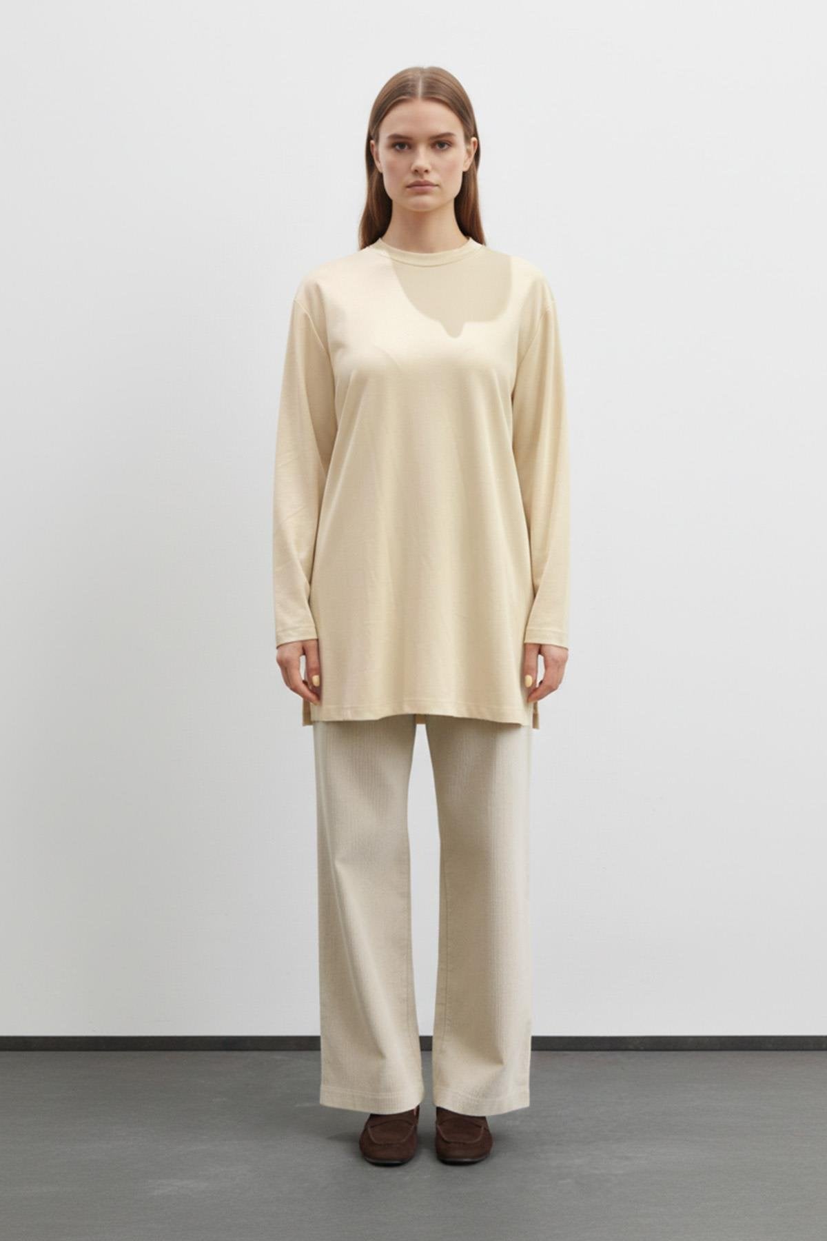 Kadın Basic Uzun Kollu Salaş Tunik-40017