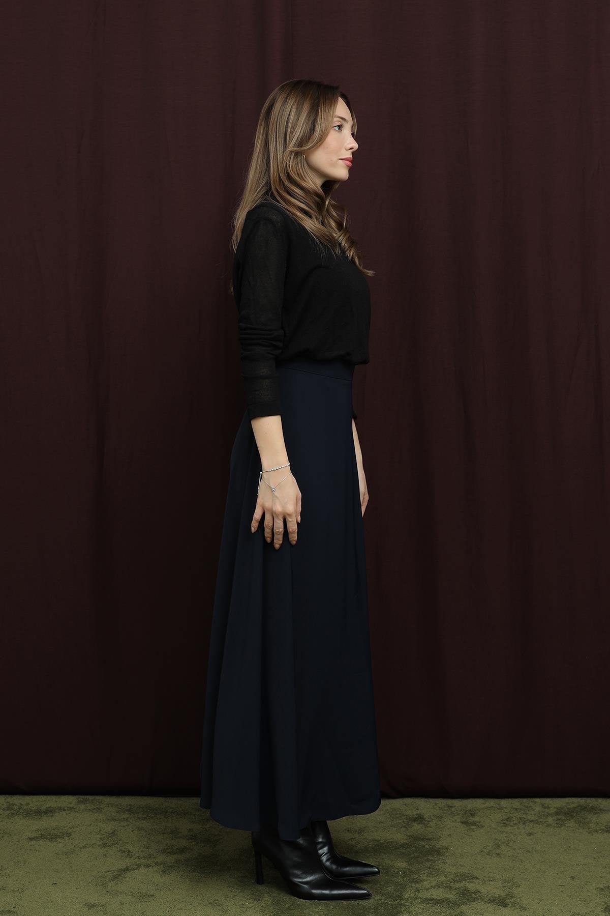 Kadın Gizli Fermuarlı Açılmlı Etek - 18264ETK