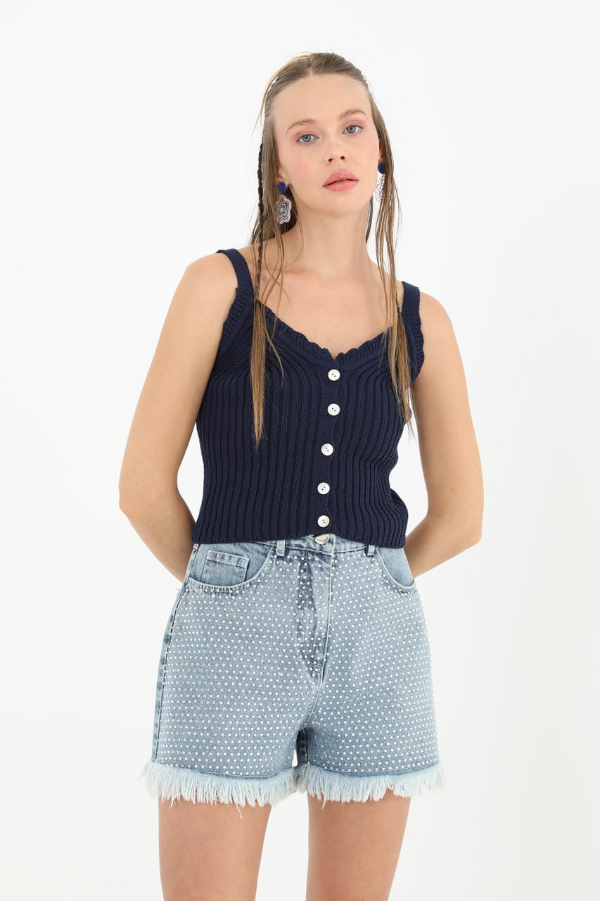 Kadın Askılı Triko Bluz  - 31725BLZ