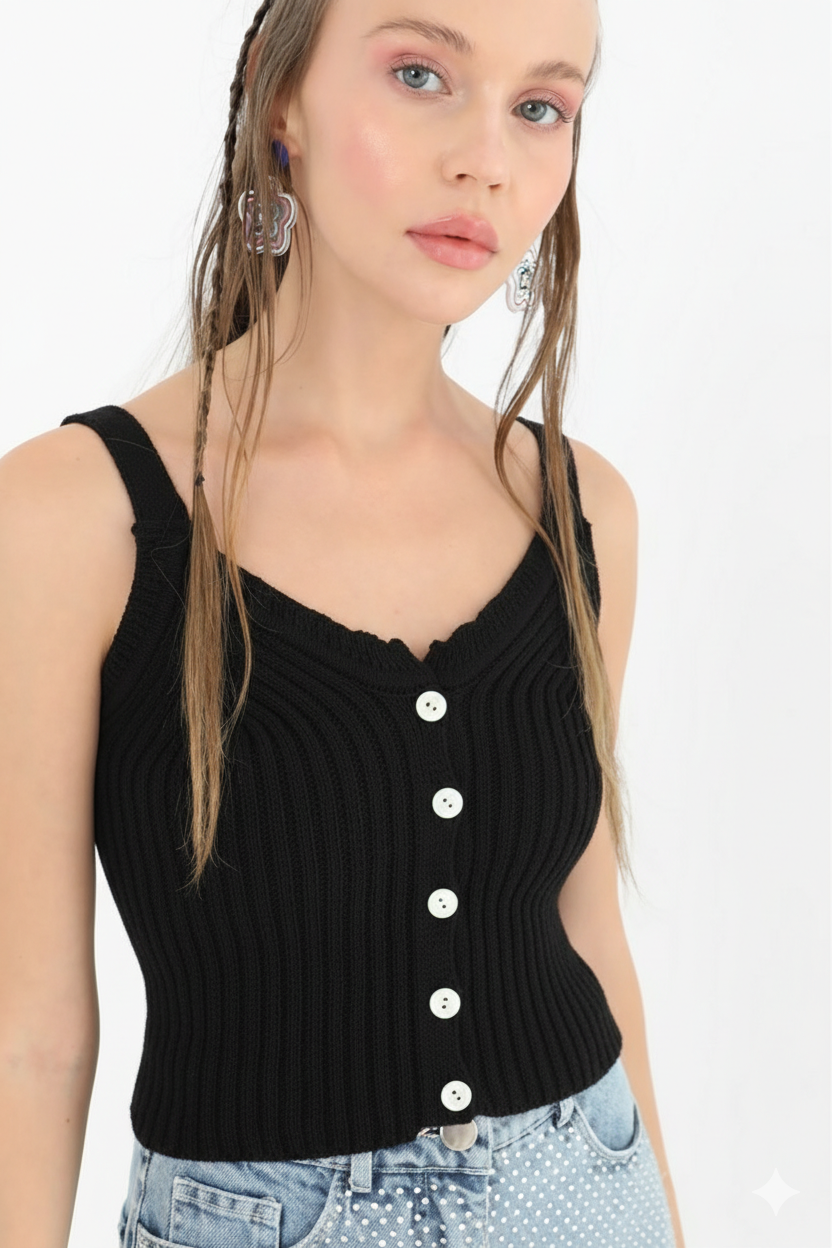 Kadın Askılı Triko Bluz  - 31725BLZ