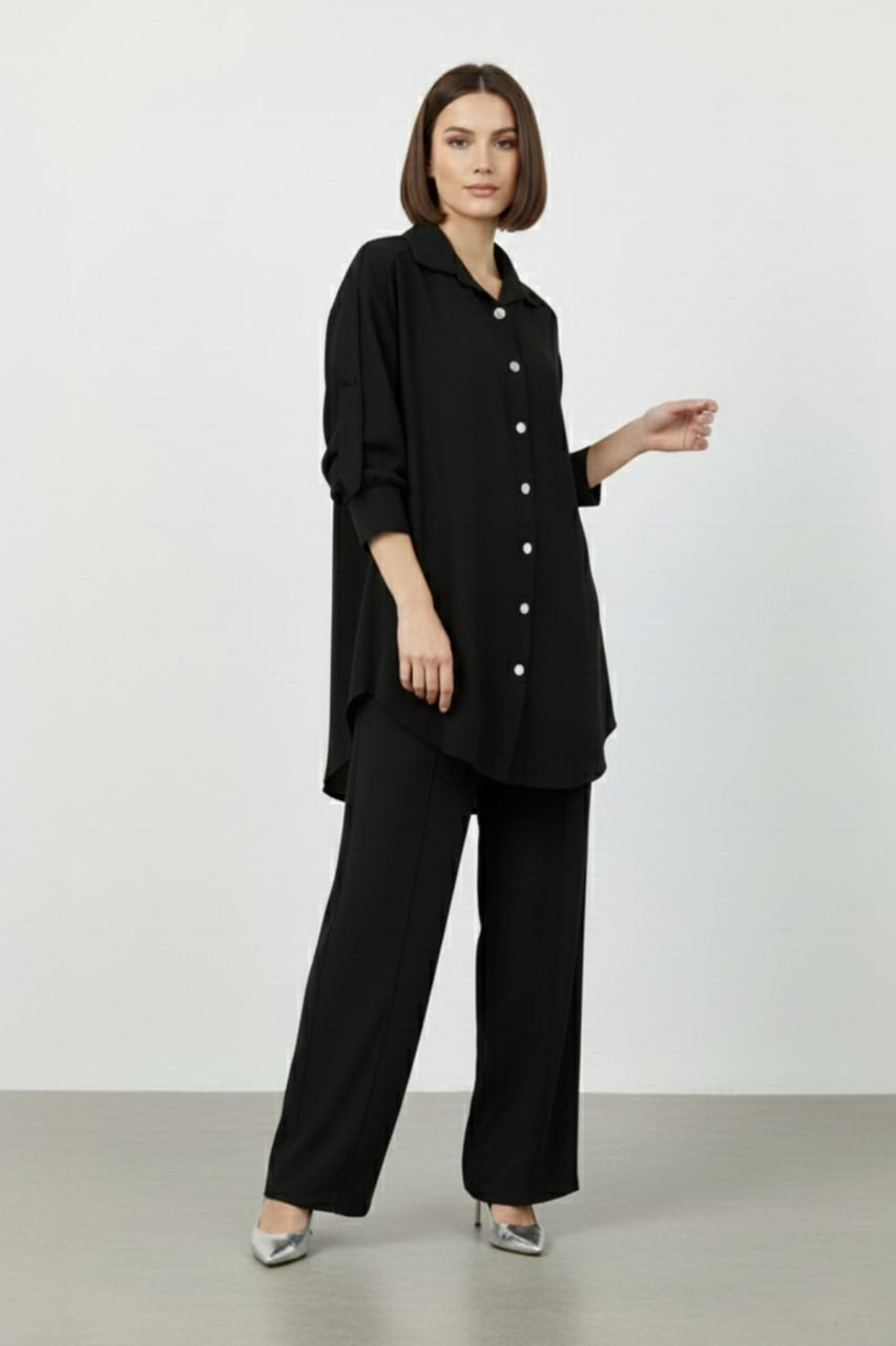 Kadın Düşük Omuz Gömlekli Takım-14413TKS