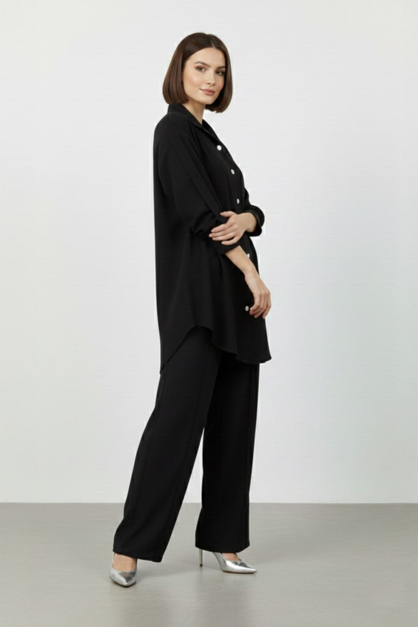 Kadın Düşük Omuz Gömlekli Takım-14413TKS