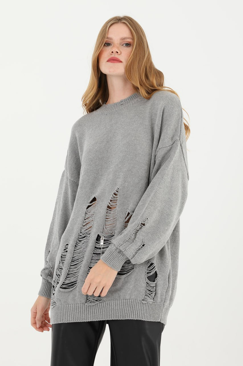 Kadın Yırtıklı Triko Tunik  - 32034TUN