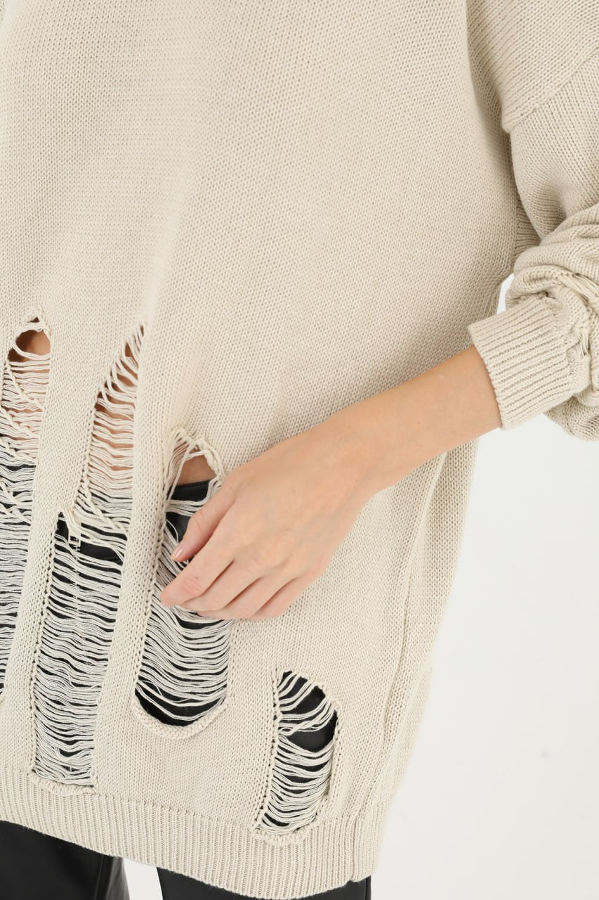 Kadın Yırtıklı Triko Tunik  - 32034TUN