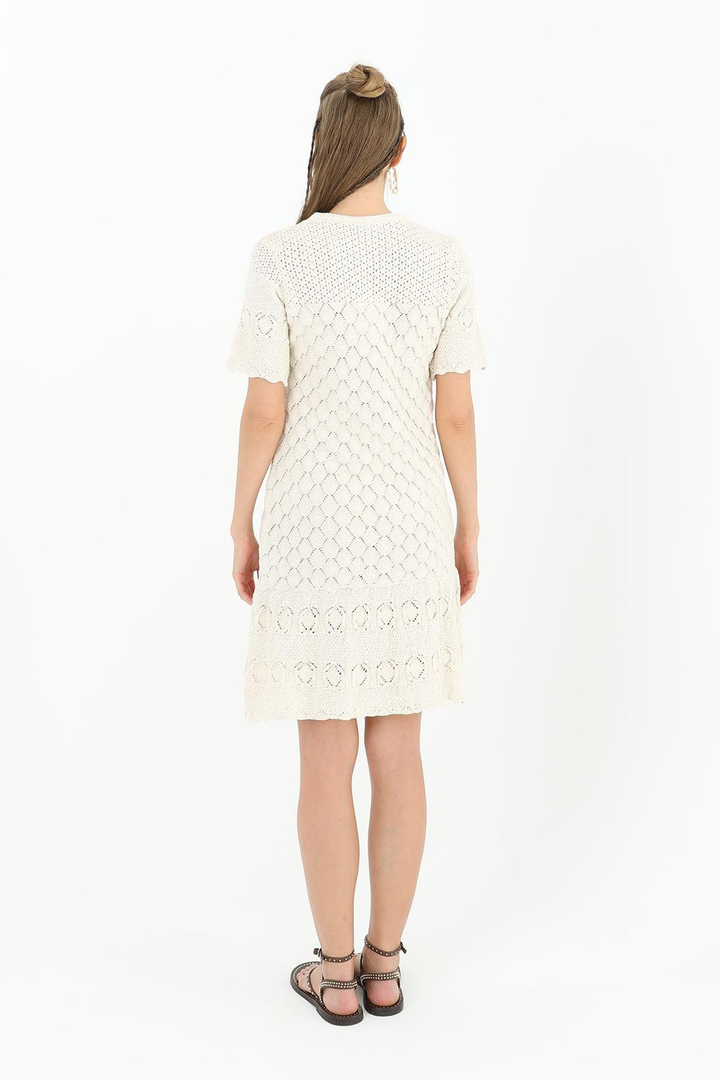 Kadın Brodeli Mini Elbise  - 31733ELB