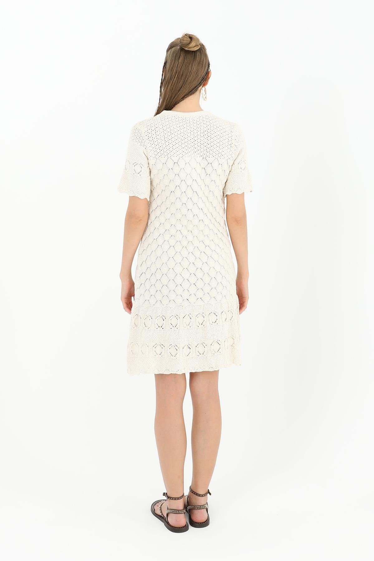 Kadın Brodeli Mini Elbise  - 31733ELB