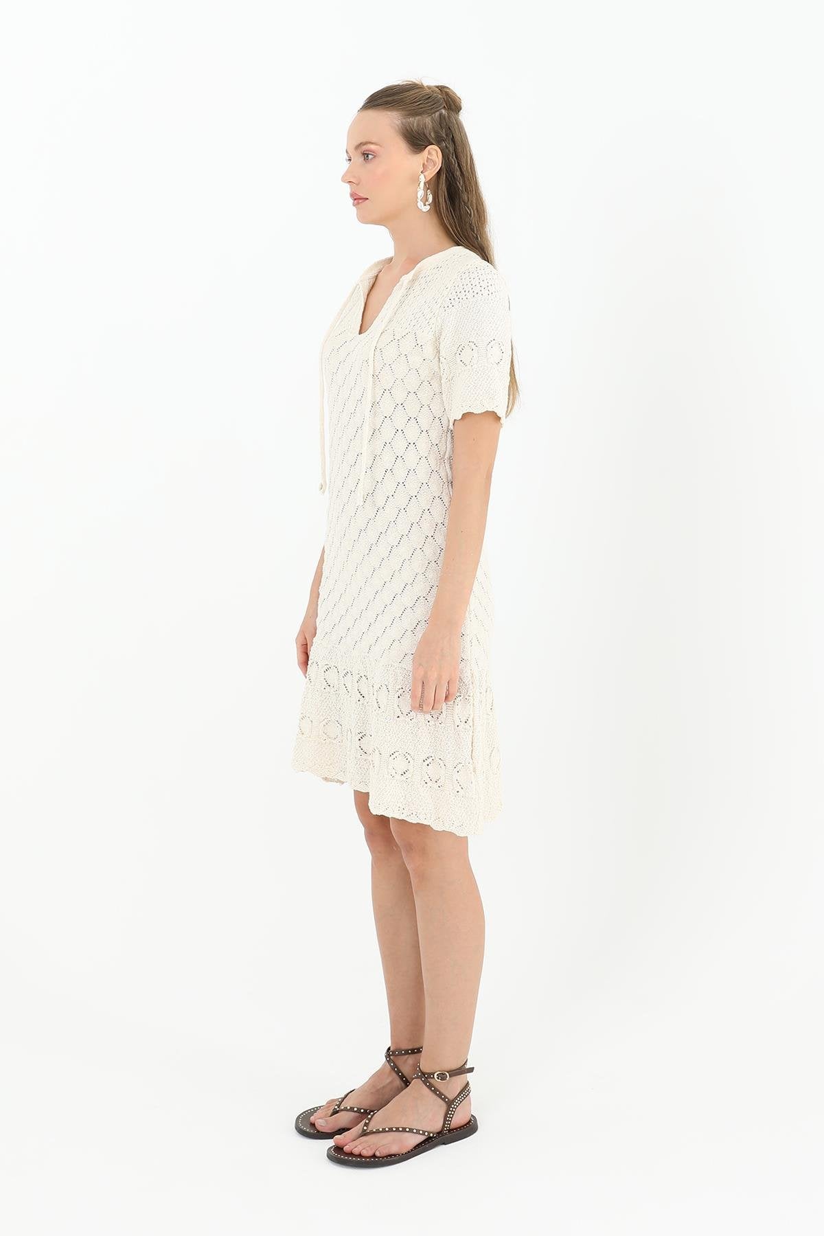 Kadın Brodeli Mini Elbise  - 31733ELB