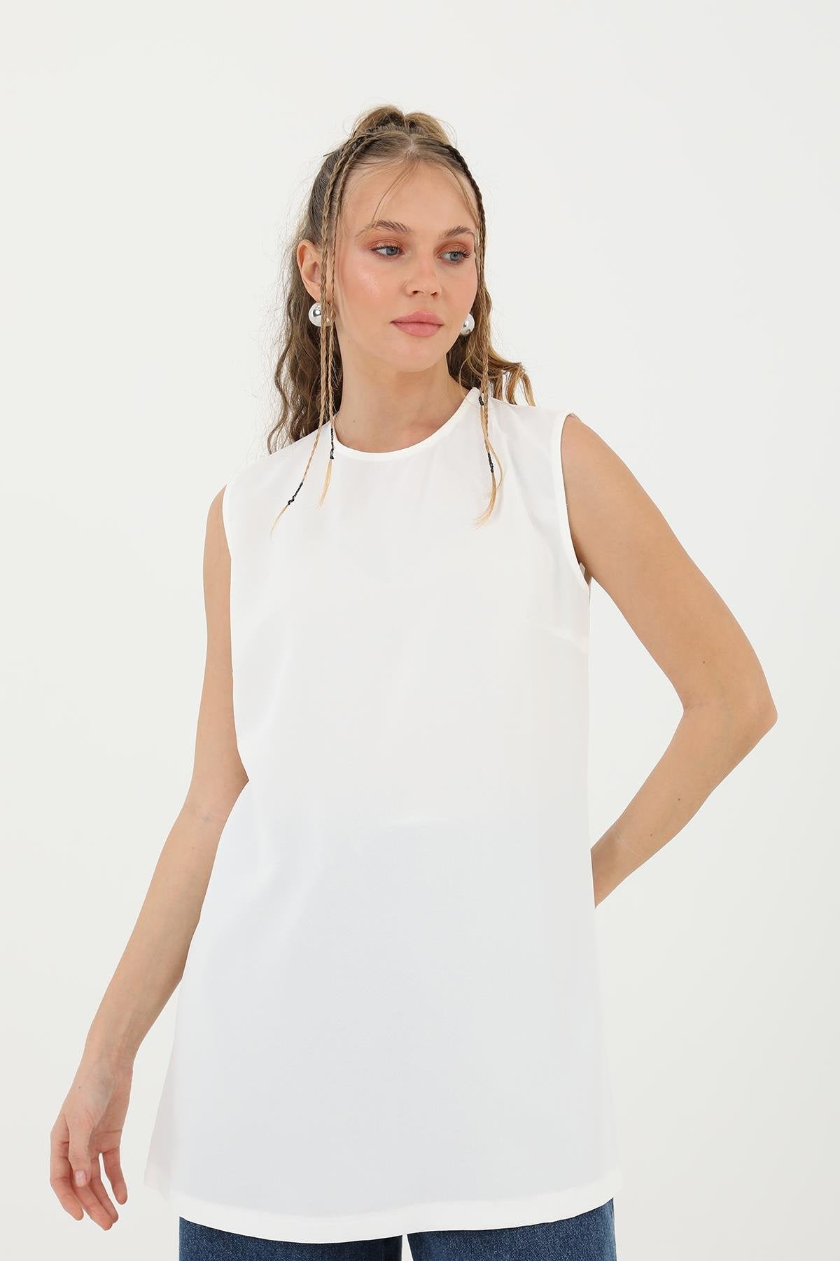 Kadın Kolsuz Basic İçlik Tunik - 10223TUN