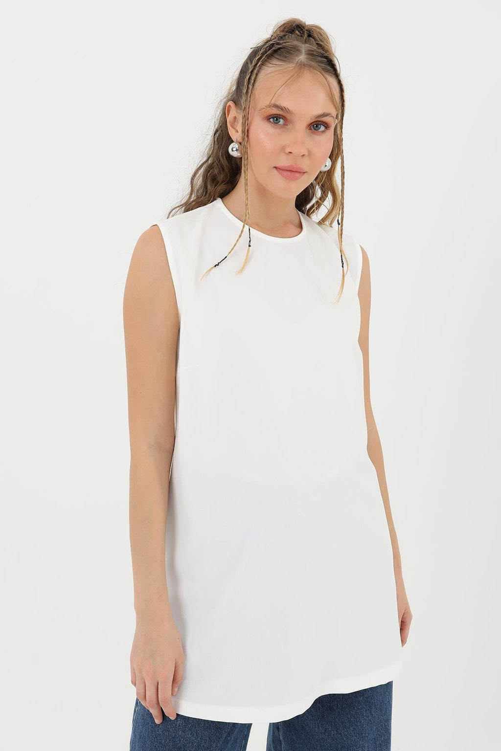 Kadın Kolsuz Basic İçlik Tunik - 10223TUN