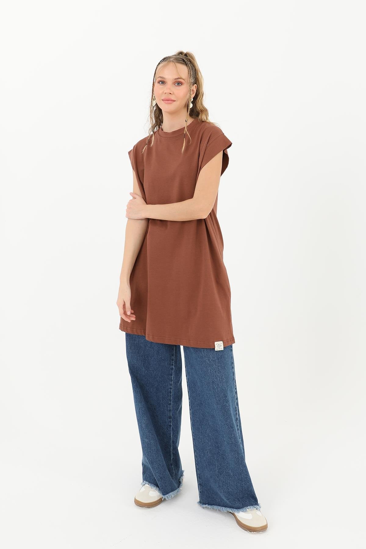 Kadın Basic Kolsuz T-shirt  - 30725TUN