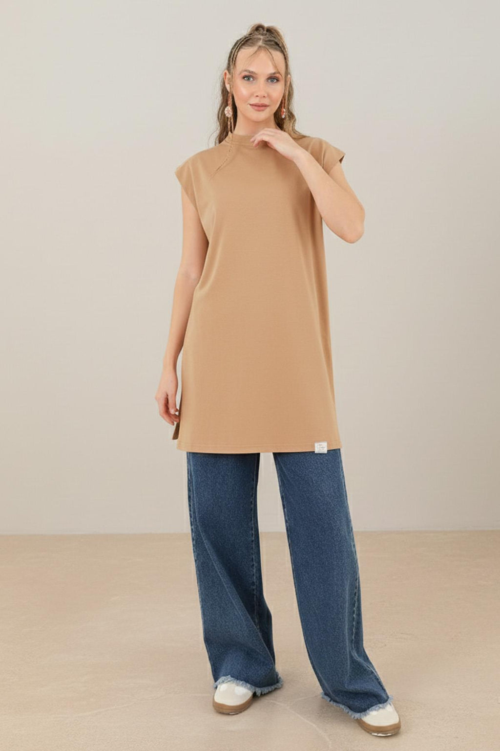 Kadın Basic Kolsuz T-shirt  - 30725TUN