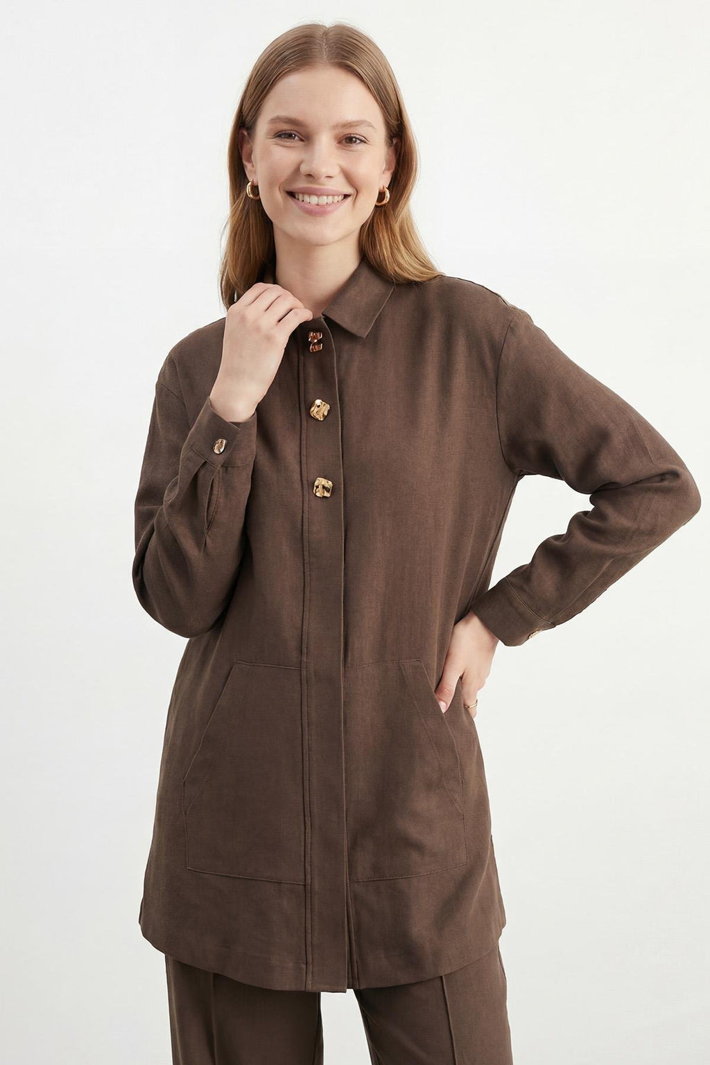 Kadın %100 Pamuklu Rahat Kesim Pantolon Takım - 20741TKS